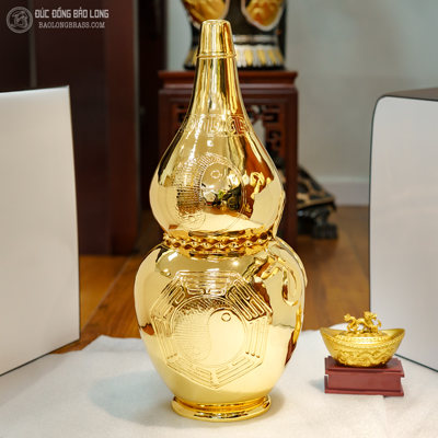 Hồ Lô Phong Thủy Bằng Đồng Mạ Vàng 24K Cao 57Cm