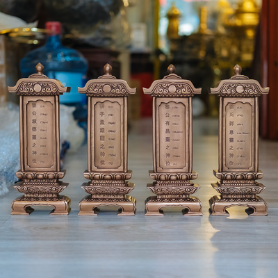 Bài Vị Bằng Đồng Đỏ Đúc Thủ Công Cao 30Cm Cho Bàn Thờ Gia Tiên
