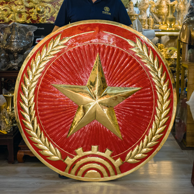 Logo Quân Hiệu Quân Đội Bằng Đồng Vàng ĐK 1m2